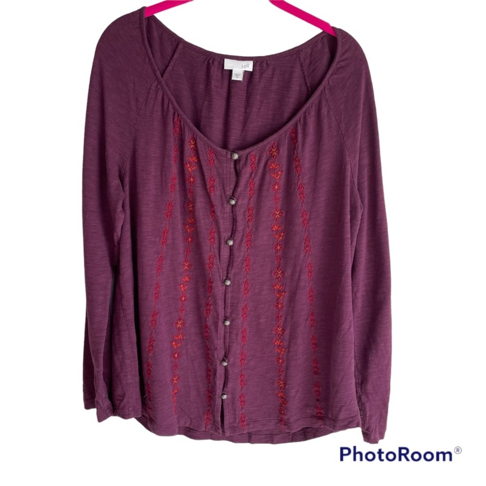 J.Jill Purple Long Sleeve Ladies Button Down Career Casual Top, M